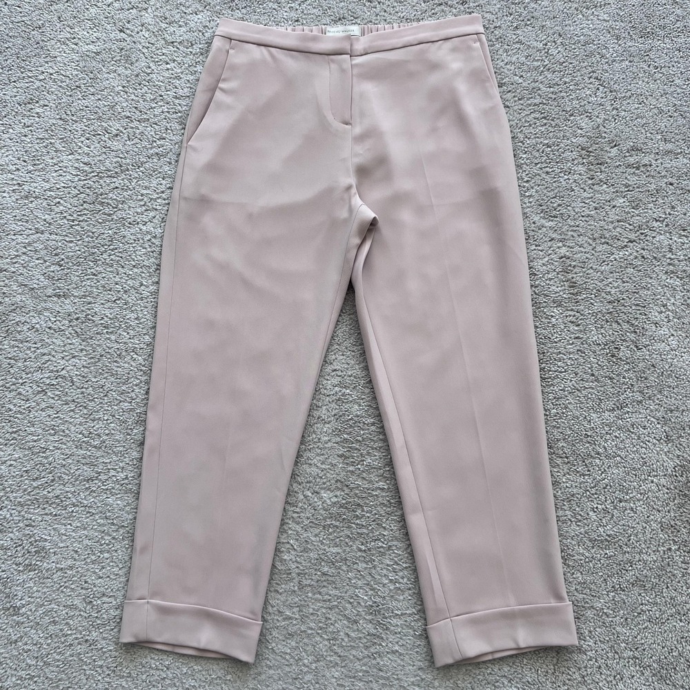 Brochu Walker Crepe Dress Pants Womens M Pink Tapered Cuffed Elastic Waist